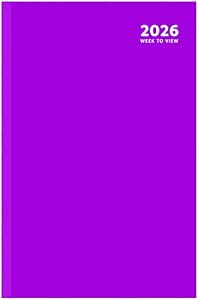 2026 A4 Week to View Diary Colour Fashion A4 2026 WTV Year Planner Desk Diary Ribbon Marker, Purple