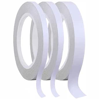 DDSHUN 3 Rolls Double Sided Sticky Tape, Adhensive Sticky Tapes, Double Sided Adhesive Clear Sticky Tape for Craft, DIY, Scrapbooking and Card Making, Arts, Rubber Stamps (Wide 0.39inch/0.59inch)