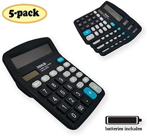 RENUS Calculator Electronic Desktop Calculator 12 Digit Large Display, Solar Battery LCD Display Office Calculator