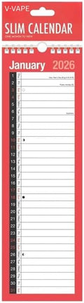 V-VAPE 2026 Slim Month To View Spiral Bound Wall Planner Calendar
