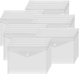 Bimormat 30 Pack A4 Plastic Wallets Folders,Waterproof Plastic Wallets Clear Popper Wallet