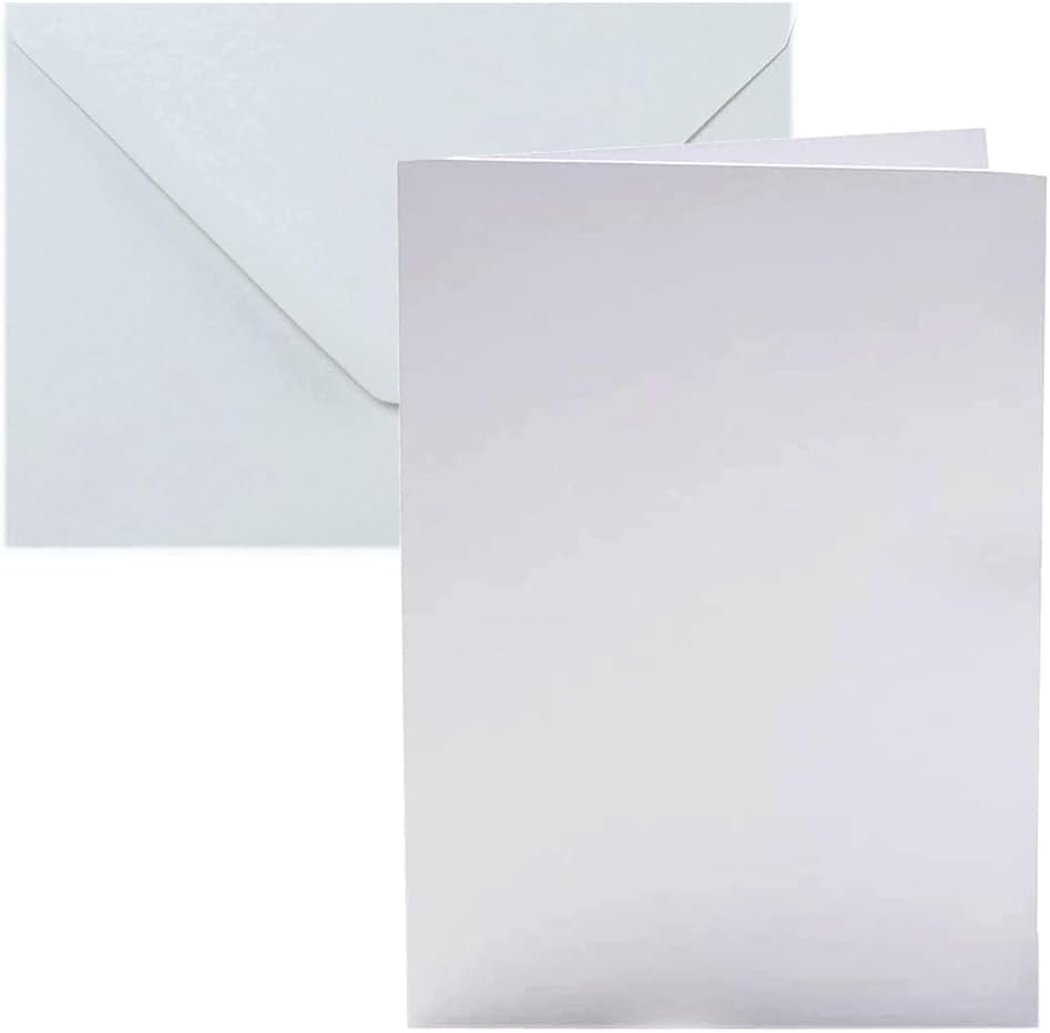 Pack of 50 A6 Blank Cards and Envelopes White 350 GSM Blank Cards and Envelopes for Card Making Eco-Friendly Papa Prints®