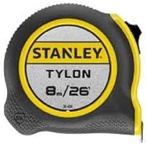 STANLEY 8m/26ft Tylon Tape Measure with TRU-ZERO Anchor Hook, Retractable, High Visibility Tape Measure, 8m x 25mm, 0-30-656