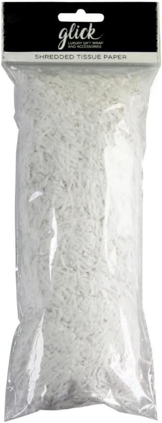 Glick 30g Shredded Tissue Paper White, White Shredded Tissue Paper for use in Gift Wrapping and Other Arts & Crafts