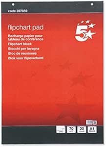5 Star 5 x Quality A1 Flipchart Plain Paper Pad 40 Sheets