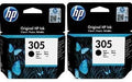 HP 305 2-pack Black Original Ink Cartridges (packing may vary)