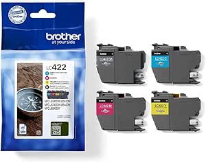 Brother LC-422VAL Black/Cyan/Magenta/Yellow, Multi-Pack, Standard Yield, Includes 4 x Inkjet Cartridges, Genuine Supplies