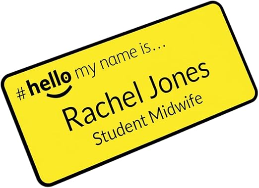 Hello My Name is Badge Yellow/Black 76 x 32 mm Dementia Friendly Doctor Student Doctor GP Healthcare Assistant Nurse Practitioner Clinical Medical