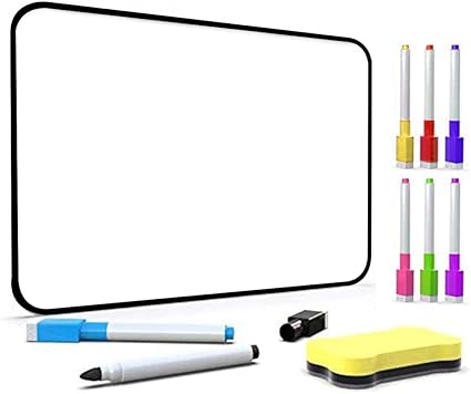 Dry Erase Whiteboard, DumanAsen Double Sided White Board with Dry Erase Pens and Eraser for School, Home, Office, Remote Learning (Black, 30cm*21cm)
