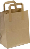Frame Company Brown Paper Carrier Bags with Flat Handles, Pack of 50 - 18 x 21 + 9cm