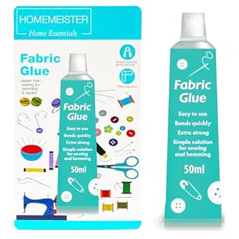 50ml Extra Strong Quick Bond Fabric Glue, Machine Washable, Dry Cleanable Textile Clothing Hemming NO SEW Adhesive, DIY Craft Projects, Permanent Bond for Clothing Repairs and Alterations (1)