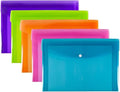SUMMIT A4+ Heavy Duty Plastic Popper Wallets, Assorted Colours, Document Folders, Pack of 5