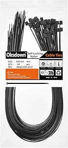 Cable Ties 450mm×4.8mm Black Thick Heavy Duty Large Strong Nylon Plastic Self Locking 18 inch/45 cm Extra Long Zip Tie Wraps, 50 Pack