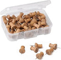 OZYAN Wood Push Pins- 50 pcs Drawing Pins, Cork Notice Board Thumb Tacks Wooden Pins, for Noticeboard, Map Pins, Board Pins, Cork Board Pin, Pin Board Accessories (with Storage Box)