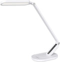 JKSWT LED Desk Lamp, Eye-Caring Table Lamps Natural Light Protects Eyes Dimmable Office Lamp with 5 Color Modes USB Charging Port Touch Control and Memory Function, 10W Reading Lamp,White [Energy Class A]