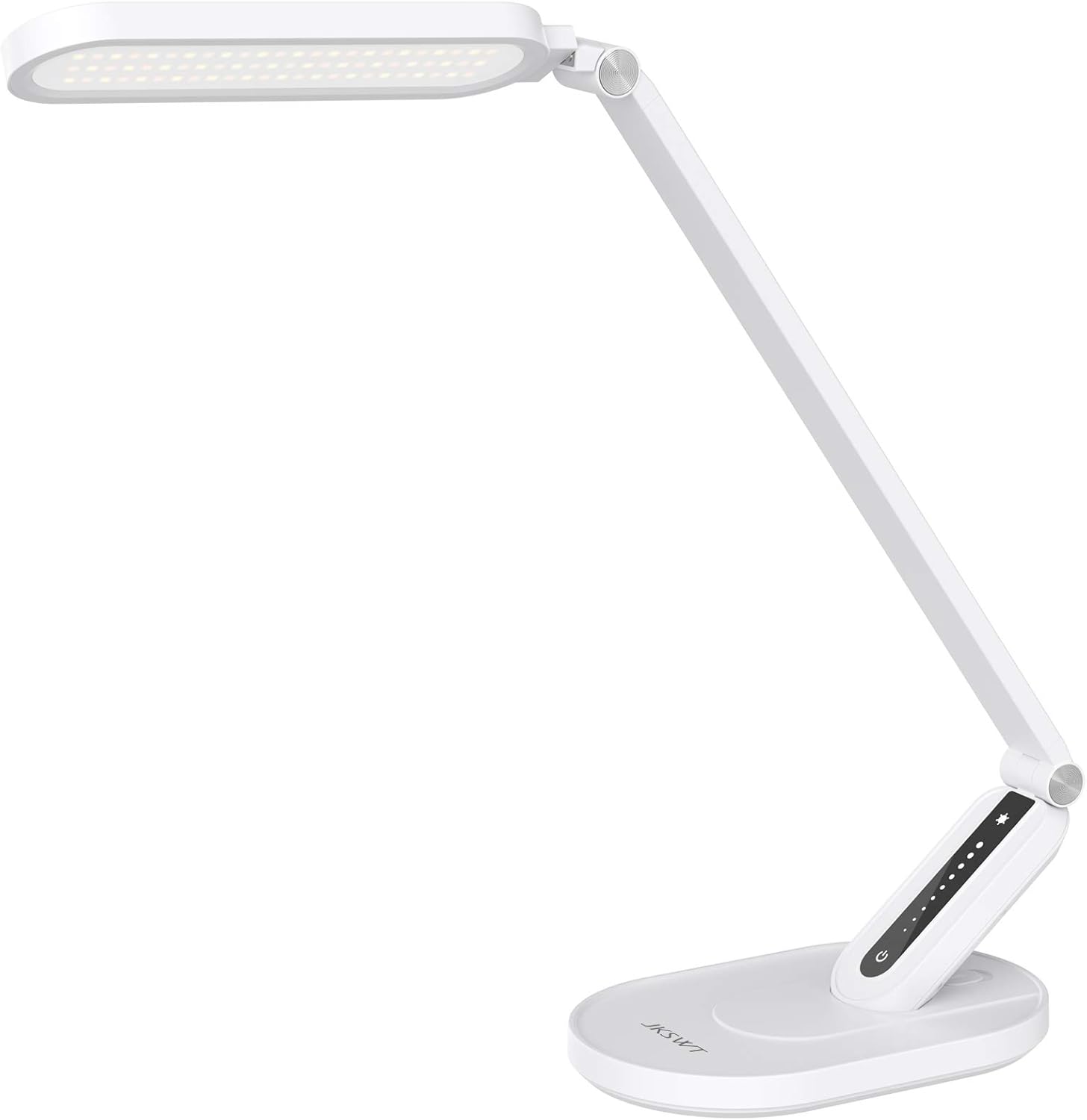 JKSWT LED Desk Lamp, Eye-Caring Table Lamps Natural Light Protects Eyes Dimmable Office Lamp with 5 Color Modes USB Charging Port Touch Control and Memory Function, 10W Reading Lamp,White [Energy Class A]
