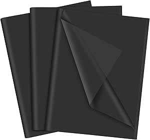 NEBURORA Black Tissue Paper for Gift Bags 60 Sheets Black Wrapping Tissue Paper Bulk 35 X 50 cm Matte Black Wrapping Paper for Gift Packaging Filler Art Crafts DIY Birthday Wedding Halloween (Black)
