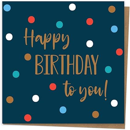 Dotty about Paper Birthday Card for Friend - Navy Spots Premium Greetings Card - Beautifully Designed. Unisex, Neutral, Simple. Envelope Included (3330)