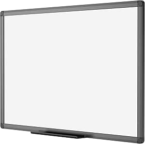 VIZ-PRO Magnetic Drywipe Whiteboard 90 x 60 cm, Dry Erase White Board with Black Aluminium Frame and Pen Tray