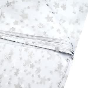 50pcs 50×35cm Silver Star Tissue Paper,Metallic Super Stars Wrapping Paper Bulk for Wedding Birthday DIY Gift Decorations