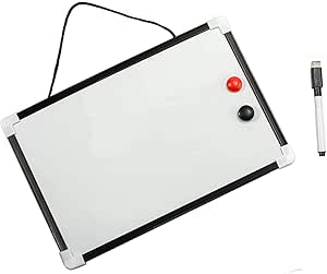 JKG® Small A4 WHITEBOARD - Mini Whiteboard and Pen | Dry Wipe Notice Memo Board | Eraser & 2 Magnets - Portable Desk Magnetic Accessories | Magnetic Wall Board for Kids | Kids Whiteboard