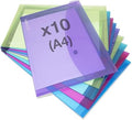 Rapesco 1665 ECO Recycled Popper Wallets, A4+, Assorted Bright Transparent Colours, Pack of 10