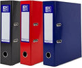 Oxford A4 Lever Arch Files, 3 Pack of Glossy Filing Folders, Durable Laminated Paper-on-Board, Red, Black & Blue