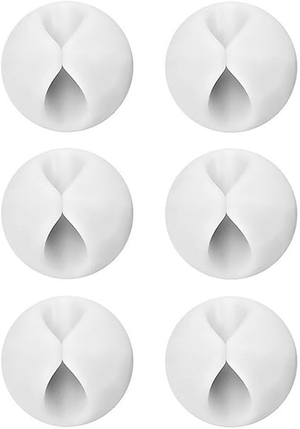 6 Cable Clips for X-Cable, Multi-Purpose Clips for Desk, Power Cable, USB Cable, Headphone Cable, TV Cable, PC/Laptop Cable, Home Office - White