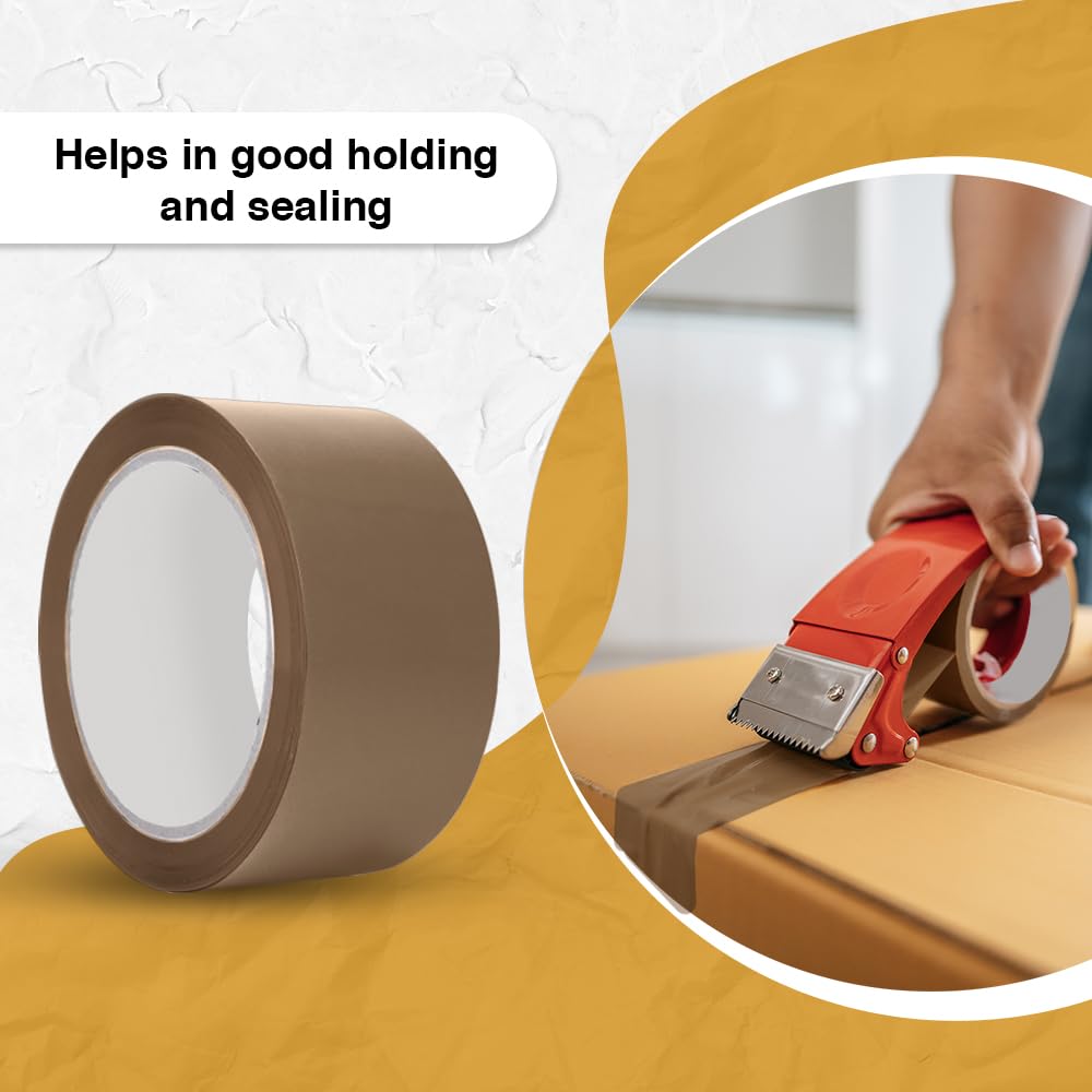 ARVO Brown Packing Tape 3 Rolls with Low Noise (48mm x 60m) - Durable Parcel Sealing Tape for Packing Boxes, Secure Packaging for Moving House
