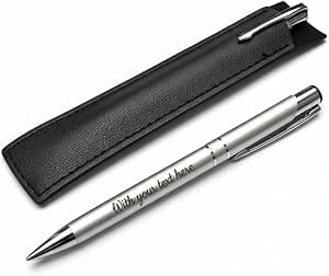 With Your Touch Personalised Engraved Aluminium Black Ink Retractable Silver Ballpoint Pen | Custom Present For Birthday, Christmas, Anniversary, Women, Or Office Use (1)