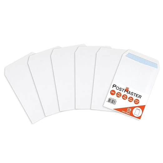 Postmaster A5 Envelopes Peel & Seal 100GSM White Paper - 25 Pack
