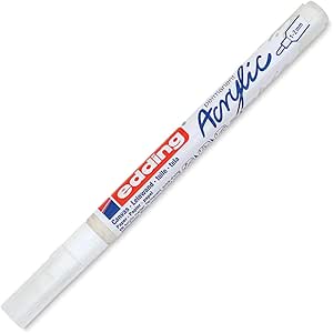 edding 5300 white - 1 paint marker pen - fine round nib 1-2mm - for drawing on canvas, art paper and wood - acrylic markers for pebbles, waterproof