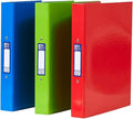 Oxford A4 Ring Binders, 3 Pack of Glossy Red, Green & Blue Folders, Laminated Paper-on-Board, 40 mm Spine