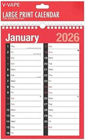 V-VAPE 2026 A4 2 Column Spiral Bound Month Wall Planner Calendar for Home Business Office School