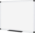 VIZ-PRO Magnetic Whiteboard 60 x 45 cm, Dry Erase White Board with Pen Tray, Silver Aluminium Frame, Dry Wipe Writing Board for Office, Home & School
