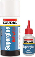 Soudal HIGH Viscosity SUPERGLUE 50g + ACTIVATOR 200ml Bonding MITRE Kit