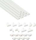 D-Line 20x10mm Cable Trunking 4m Multipack, Half Round Profile, Self-Adhesive Wire Cover, Paintable Cable Management - 10x 20mm (W) x 10mm (H) x 40cm Lengths and Accessories - White