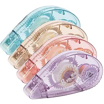 Glue Roller, 4 Pack Double Sided Tape Dispenser, Scrapbooking Supplies, Glue Tape Roller for School Home Office Crafting, Cards, Journal and Scrapbook Accessories (0.31in X 26.25ft)