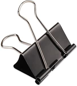 H&S 10 Large 51mm Binder Clips, Black Paper Clamps, Foldback & Bulldog Clip for Office, Calendars & Stationery - Paper Clamp - Stationery Supplies