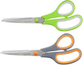 Amazon Basics Stainless Steel Scissors, Comfort Grip Multi-Functional Utility, Multipurpose, PVD Coated, Pack of 2, Office, Home, Kitchen, Multicolo