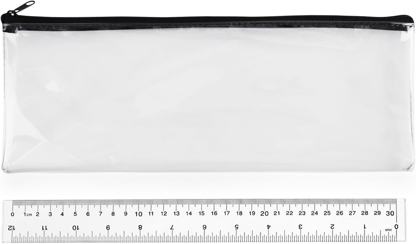 Clear Pencil Case, 32 cm Transparent Pencil Case for Exams, GCSEs, 1 Piece