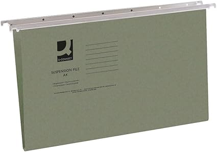 Q-Connect Foolscap Tabbed Suspension Files (Pack of 50) KF21001, Green