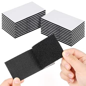 WINKIO 20Pcs Hook and Loop Strip Tape, 5 × 10 cm Double Sided Sticky Pads Self Adhesive, Strong Heavy Duty Adhesive Strips for Home & Office Use (Black)