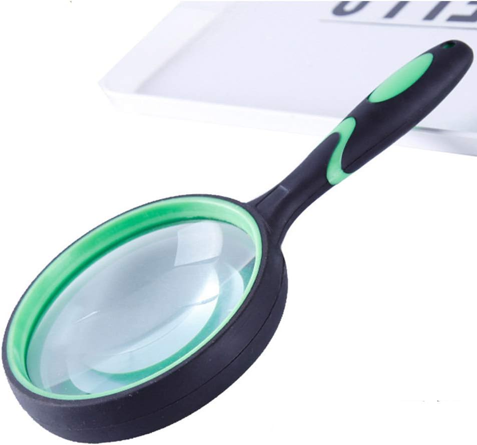Magnifying Glass 10X, Handheld Reading Magnifier with Non-Slip Soft Rubber Handle, 75mm Magnifying Lens, Shatterproof Magnifying Mirror Reading Books, Inspection, Insects(Orange)