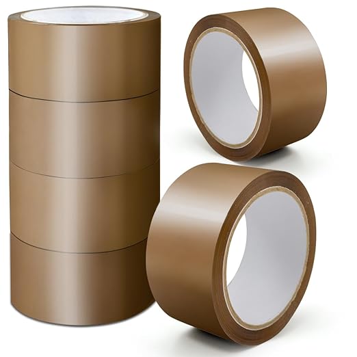 Packaging Tape, Heavy Duty Brown Parcel Tape 6 Rolls With Low Noise - 48mm X 66m, Secure Sticky Brown Tape For Box Packaging, Moving Boxes, Packing Tape Strong For Moving House (6 rolls)