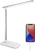 Desk Lamp, LED Table Lamps with USB Charging Port, 5 Color Mode,5 Brightness Level, Touch Control, 45 Min Auto Timer, Relax Mode, Daylight Bedside Light for Home Office Study Bedroom Nail Kids [Energy Class F]