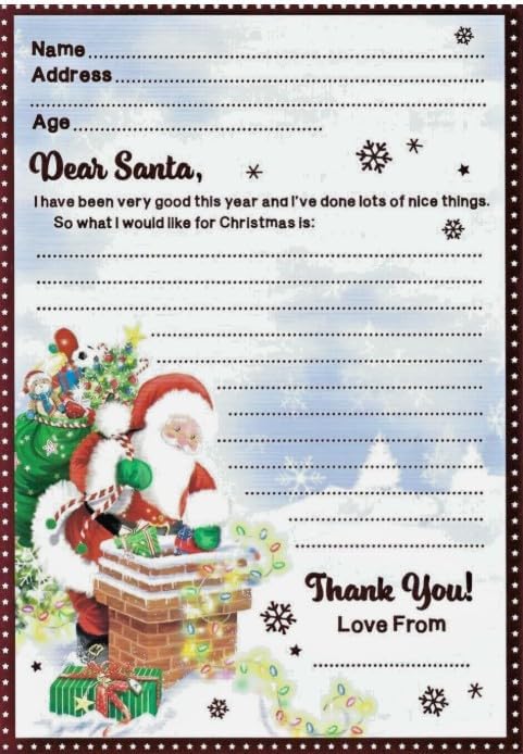 Letter to Santa with Letter and Pre Addressed White Envelope - Festive Foil Finish- Cute Lovely Father Xmas with Teddy - Ideal for Kids Traditional Christmas