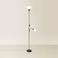 Modern Gloss Black 2 Way Mother/Father Parent & Child Uplighter and Spotlight Design Floor Lamp