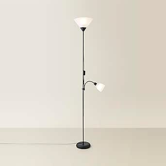 Modern Gloss Black 2 Way Mother/Father Parent & Child Uplighter and Spotlight Design Floor Lamp