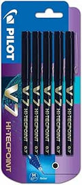 Pilot V7 0.7 Mm Liquid Ink Rollerball Pen - Black (Pack of 5)